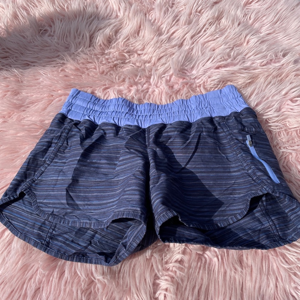Lululemon We Are From Space Cadet Blue Stripe Lullaby Tracker Short II 2-way 10